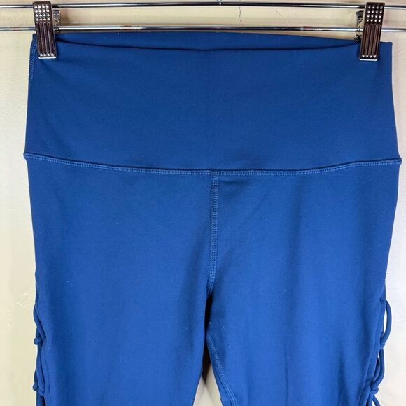 ALO Yoga Interlace Blue Size Medium Womens High Rise Leggings Activewear Stretch - Picture 4 of 8